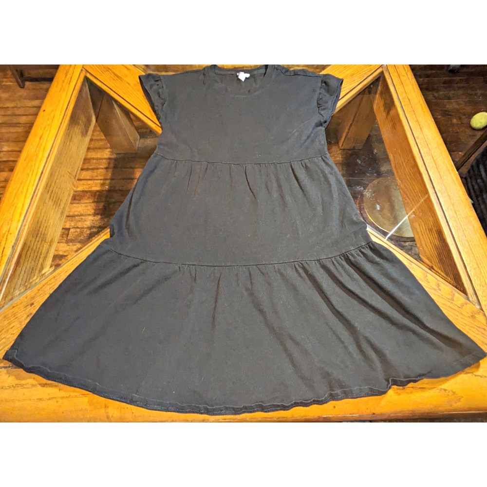 J.CREW Girls S Gray A-Line Knit Dress 100% Cotton Flutter Sleeve Knee